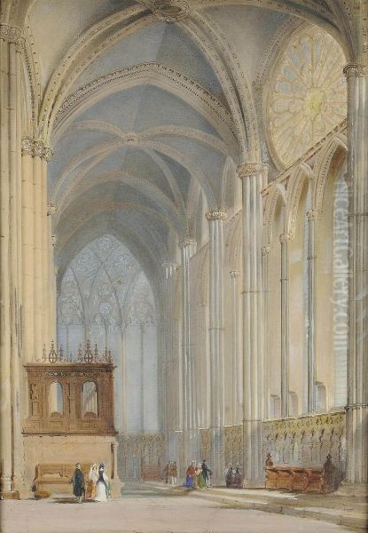 Figures In A Cathedral Interior - view 1