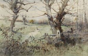 Fall Scene Of Washington, D.c.
With Figure Walking Ina Field by Lorenzo James Hatch