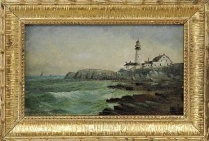 Portland Headlight & "breakwater Light, Portland Harbor,maine"