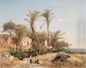 Frauen Bei Der Rast In Sudlicher Landschaft