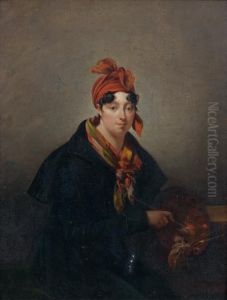 Autoportrait A La Palette by Antoinette Cecile Hortense Lescot Haudebourt