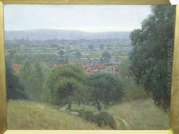 Extensive Landscape With A Distant Village Signed And Dated "99" - view 1