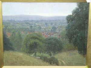 Extensive Landscape With A Distant Village Signed And Dated "99" by Benjamin Haughton