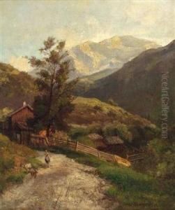 Ziegenhirtin Auf Einer Alm Im Gasteinertal