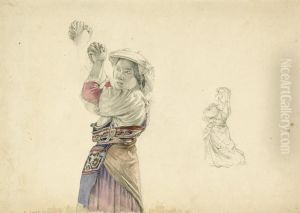 Junge Italienerin In Der Tracht Von Albano by Max Hauschild