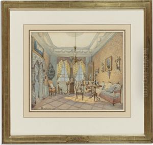 A Corner Of A Biedermeier Drawing Room With A Squared Floor by Karl Ludwig Hauser
