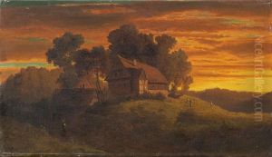 Hugelige Landschaft Mit Bauernhaus