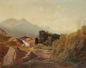 An Alpine Landscape With A House