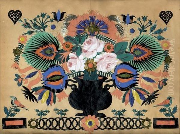 Blumenbouquet Mit Vogeln Und Herzen. - view 1
