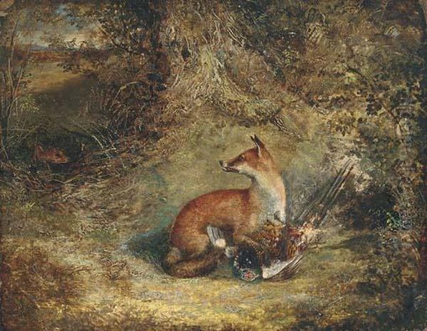 A Fox With A Pheasant - view 1