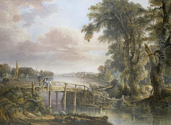 Beverley Brook With Putney Bridge In The Distance - view 1