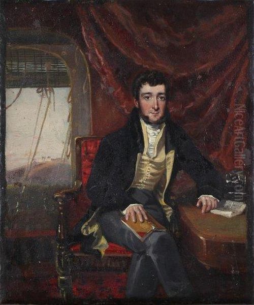Portrait Of A Gentleman
Seated At A Library Desk, Extensive Landscape Beyond, Possibly India - view 1