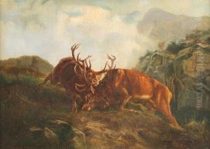 Kampfende Hirsche by C.J. Havenith