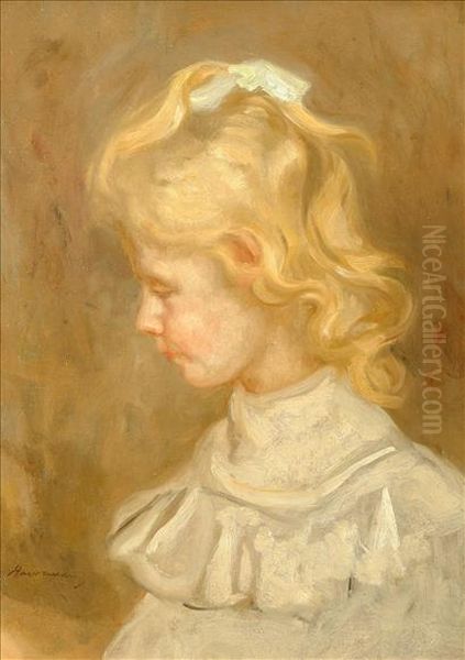 Portraitof A Young Girl In A White Dresshead And Shoulders - view 1