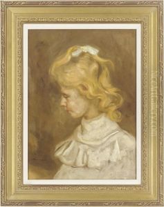 Portrait Of A Young Girl In A White Dress by Hendrik Johannes Haverman