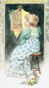 The Artist's Daughter, Lilian Morgan, Singing To A Canary by Alice Mary Havers