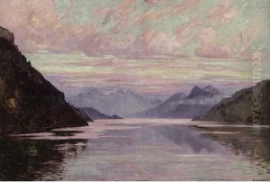 Coucher De Soleil Sur Le Lac De Come