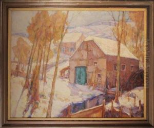 Moulin A Eau Et Maisonsous La Neige. by Georges Haway