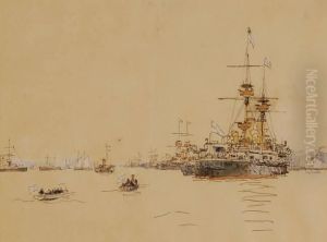 Naval Harbour Scene by William Th. Martin Hawksworth