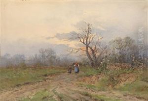 Women Collecting Dry Wood On Their Way Home by Vincenz Hawlicek