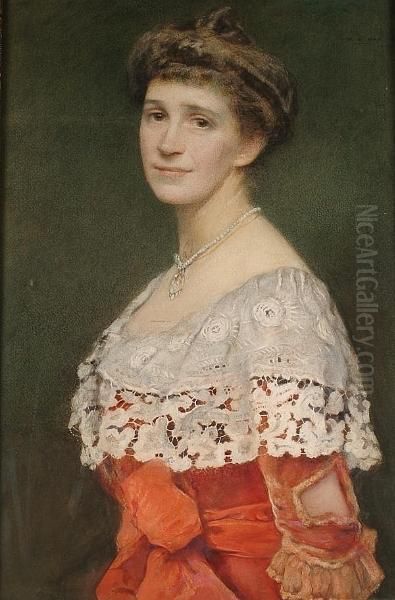 Portrait Of A Lady In A Red Dress - view 1