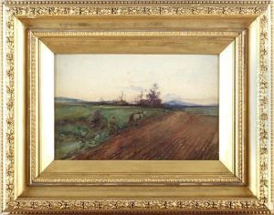 Ploughing At Sunset by Thomas Marjoribanks Hay