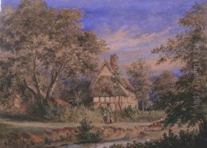 Cottages At Berrington Near Shrewsbury by William Hardie Hay