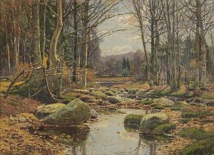 Forest Interior With Stream by Edward Parker Hayden
