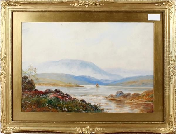 Sailing Boat In A Mountainous Lake Landscape - view 1