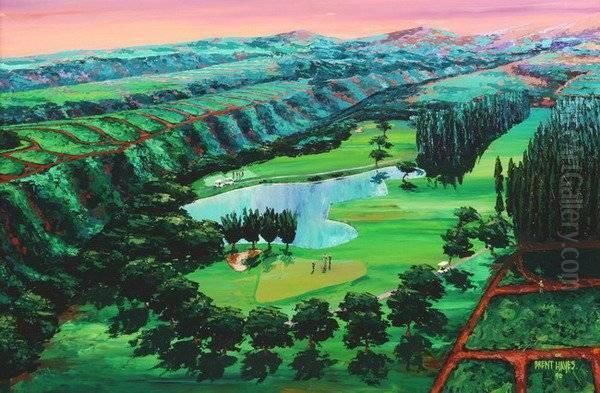 Golf Course Greens,
 Signed And Dated '90 Lower Right. Acrylic On Plexiglass 
- 24 In. X 36 In - view 1