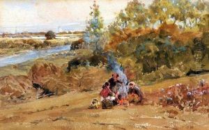 Figures By A Camp Fire