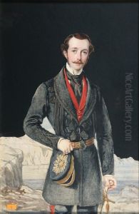 Portrait Of A Military Officer - Three Quarter Length Standing In A Landscape