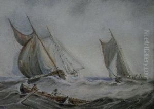 Fishing Boats In A Swell by Edwin Hayes