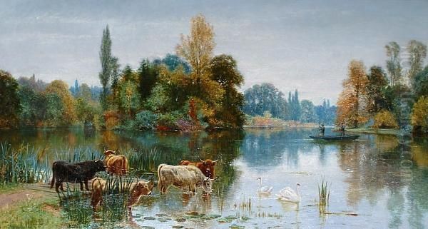 Cattle In A River Landscape - view 1