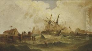 A Tall Ship Floundering In A Continental Harbour by Lee Hayes