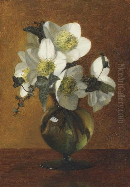 Christmas Roses In A Glass Vase - view 1