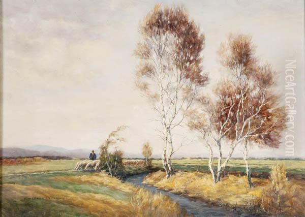Shepherd In An Impressionistic Landscape - view 1