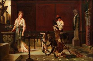 Romisch-antikes Interieur Mit Figurenstaffage by John Haynes-Williams