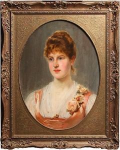 Portrait Of A Young Lady With Rosecorsage by John Haynes-Williams
