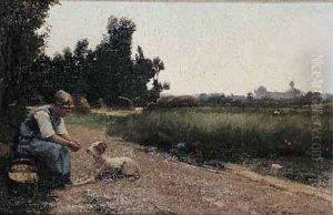 Paysanne Et Son Chien by Leon Albert Hayon