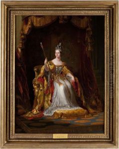 Full Length Portrait Of Queen Victoria In Coronation Robes by Sir George Hayter