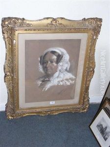 A Portrait Of A Lady Wearing A White Lace Cap by John Hayter