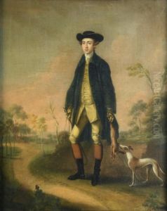 Sportsman With Whippet In A Landscape