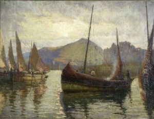 Fishing Boats In Harbour by Alfred Hayward