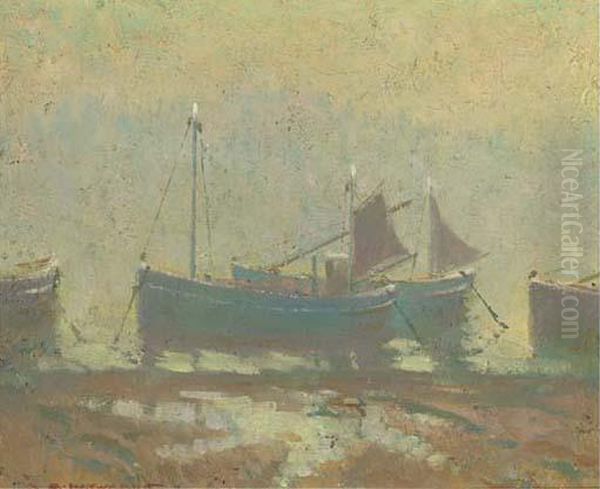Fishing Boats In The Early Morning Mist - view 1