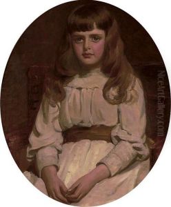Portrait Of Francesca, Seated Three-quarter-length, In A White Dress With An Ochre Sash, Holding A Ring