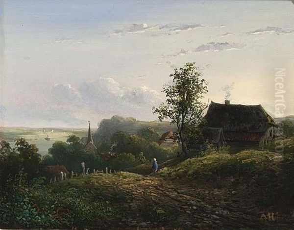 A Traveller In A Extensive River Landscape - view 1
