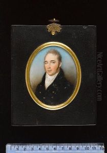 A Gentleman, Wearing Blue Coat, White Waistcoat, Matching Chemise And Tied Cravat. by Thomas Hazlehurst