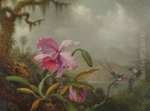 Orchids And Hummingbirds by Martin Johnson Heade