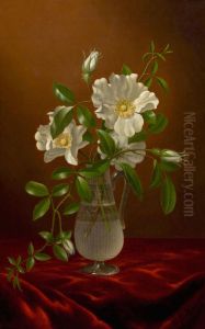 Cherokee Roses In A Glass Vase by Martin Johnson Heade